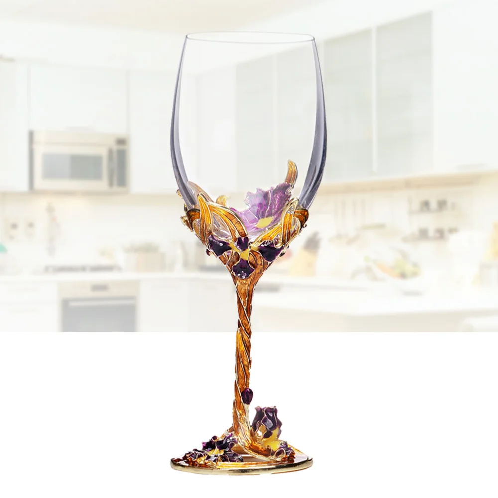 Хрустальный эмалированный бокал прозрачная красная стеклянная подставка посуда