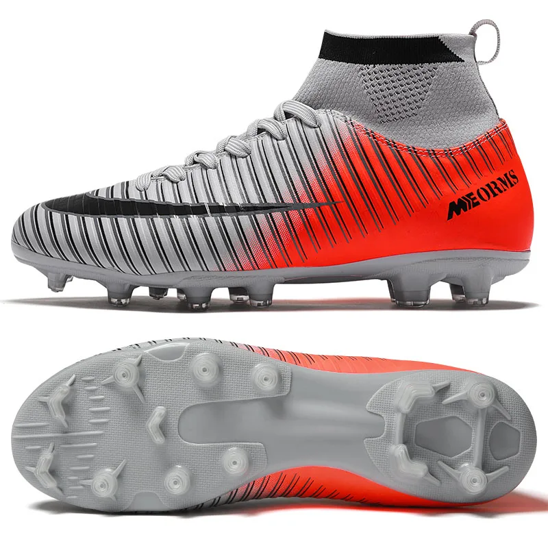 orange long spikes Мужские футбольные бутсы, футбольные бутсы, футбол в футзале, подростковые ботильоны, высокие футбольные бутсы, детские кроссовки для футзала - Цвет: orange long spikes