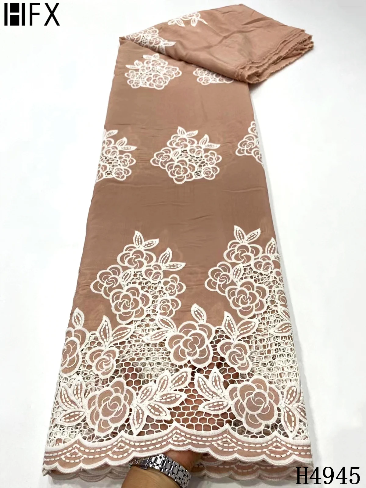 

HFX Navy Blue 2021 High Quality African Chiffon Guipure Lace Fabric Latest Nigerian French Cord Lace Fabrics For Sewing F4945