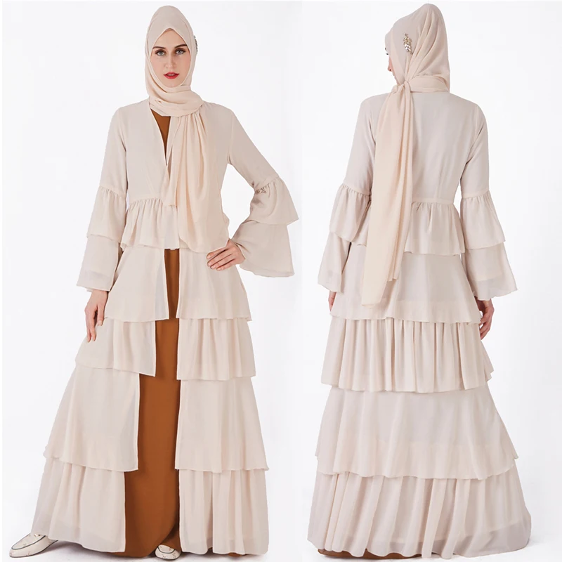 Abaya Дубай Кафтан хиджаб мусульманское платье Малайзия шифоновый кардиган