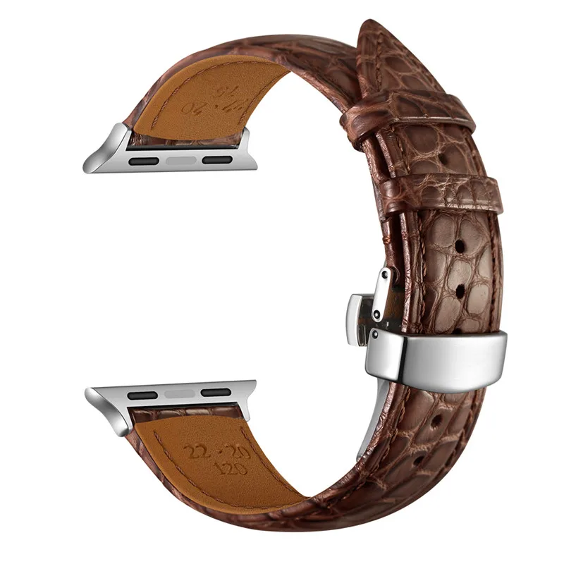 brown-silver Крокодиловая кожа Ремешки для наручных часов Apple Watch, ремешок 42 мм, 38 мм, версия 4 44 мм для девочек; мини-юбка для браслет для iwatch для наручных часов Apple Watch Series 5 4 3 2 1 ремешок - Цвет ремешка: brown-silver