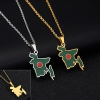 bangladesh map flag pendant necklaces goldsteel color for women girls stainless steel bangladeshi maps jewelry bengali gift