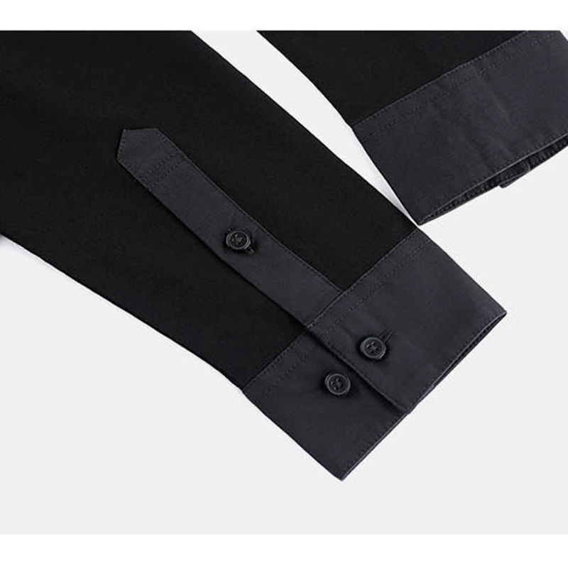 

Spring and Autumn New Long Sleeve Pure Cotton T-shirt Men's Lapel Business Casual Sports Black Top Men's