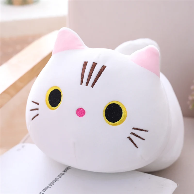 Мягкая плюшевая игрушка с рисунком кота, детская игрушка, диванная подушка, пуховая хлопковая мягкая игрушка, подарок, детская комната, украшение - Цвет: Белый