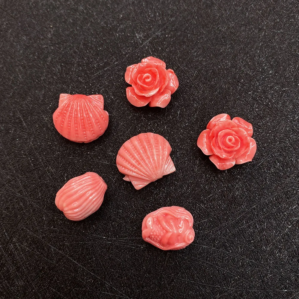 Синтетические Красные Коралловые каучуковые бусины россыпью в форме животных