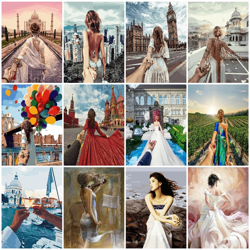 

AZQSD Painting By Numbers Diy Girl Drawing On Canvas Handpainted Gift Oil Painting By Numbers Figure On Canvas Set Unique Gift