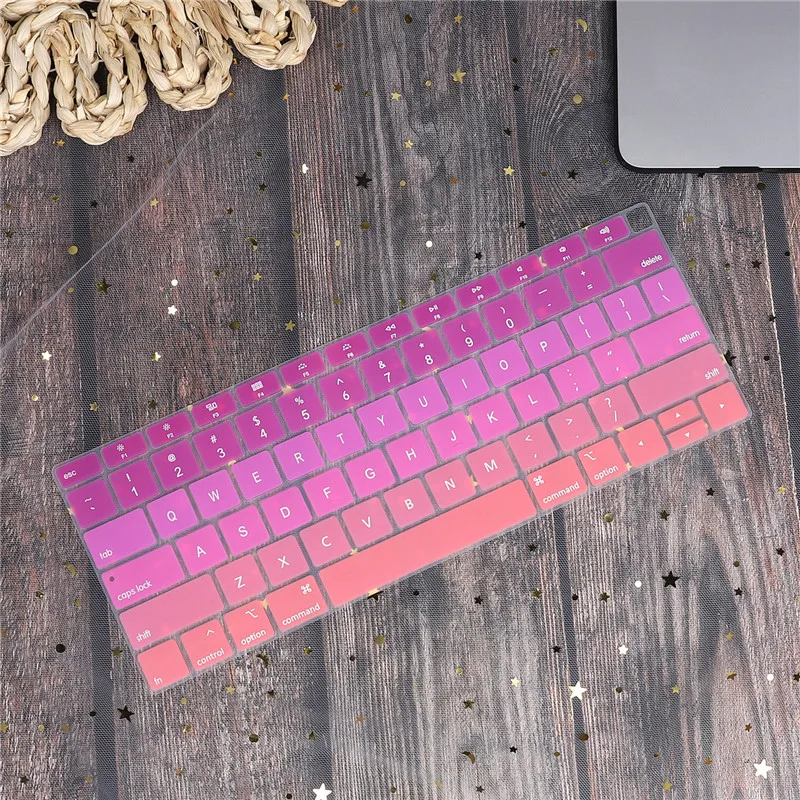 Gradient pink Английская Водонепроницаемая Пылезащитная крышка клавиатуры для Macbook Air 13 A1932 Touch ID градиентный цвет американская Защита клавиатуры - Цвет: Gradient pink