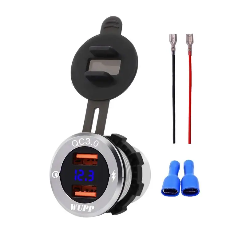 Двойное быстрое зарядное устройство USB QC 3 0 12 В/24 В алюминиевый адаптер питания с