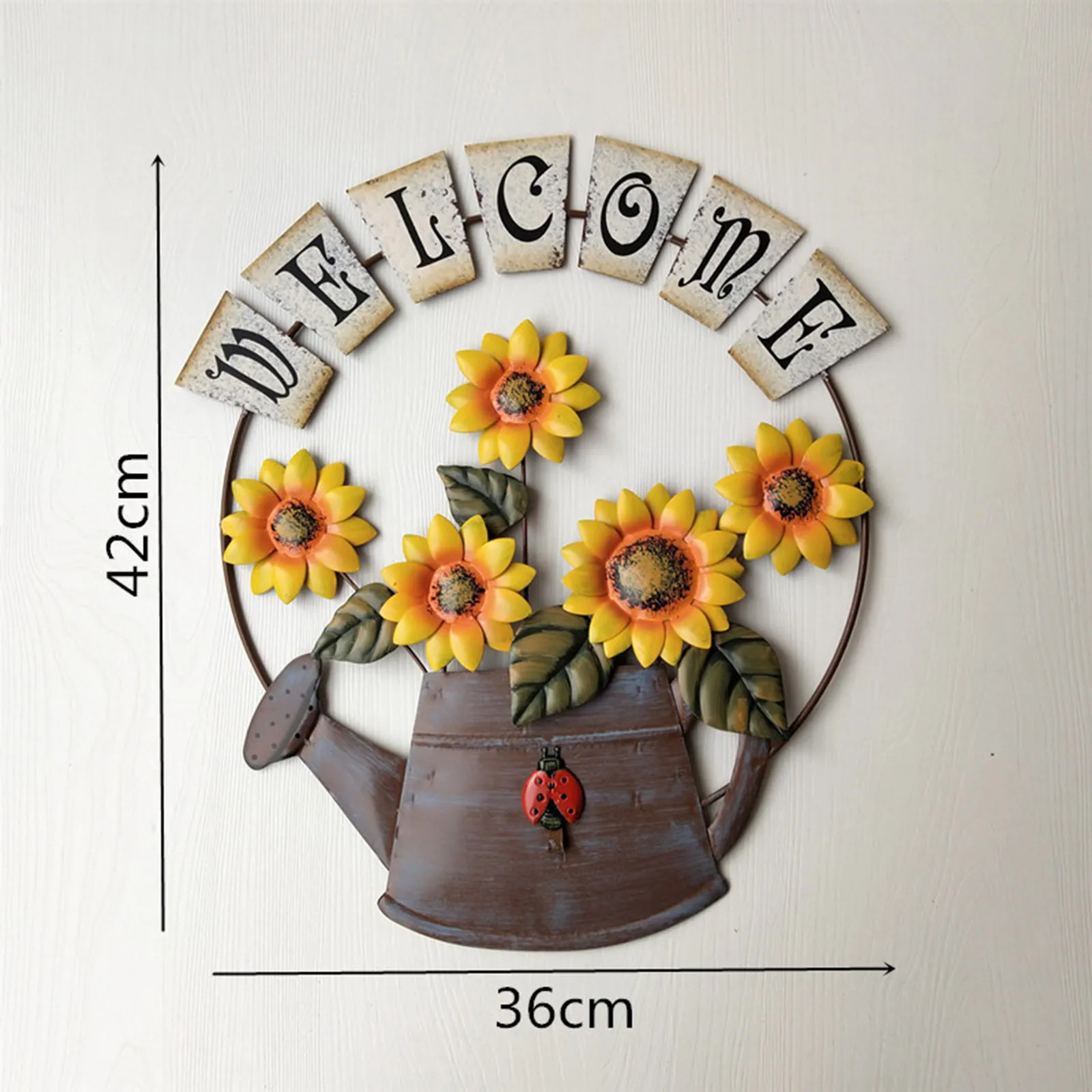 

# Wall Art Nordic Decor Creative Living Room Flower Decorations Welcome To Shower Sun Flower Iron Ornaments Decoration Mural