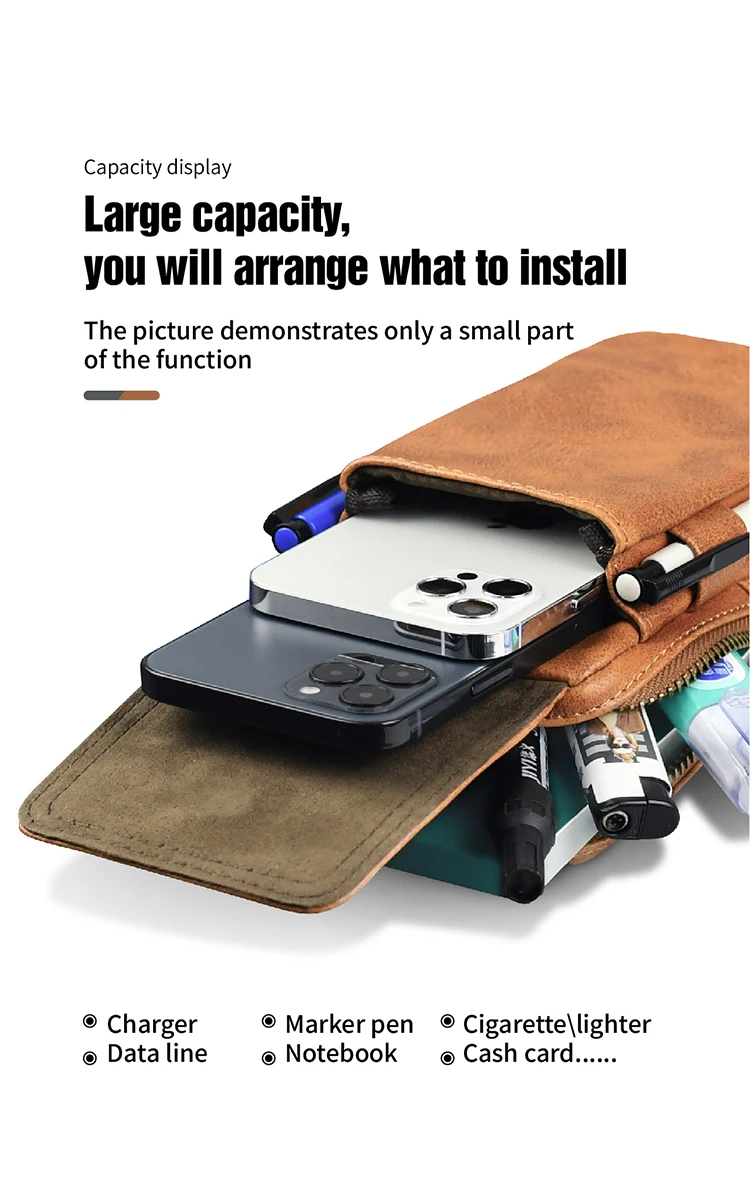 Чехол-кобура с клипсой для пояса для мобильного телефона iPhone 14 13 12 11Pro Max XS Dual Pouch мужской поясной кошелек для смартфона.