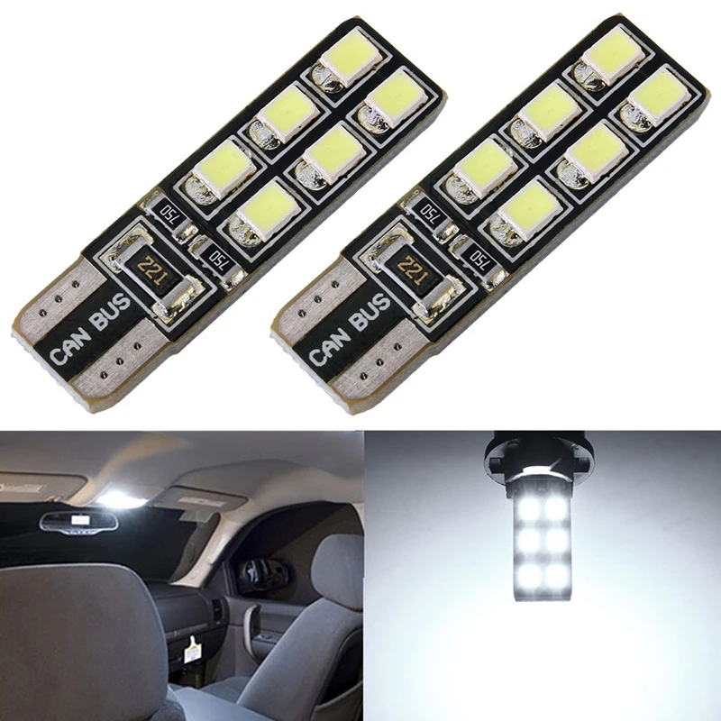 

2 pcs CanBus T10 LED 2835 12 SMD W5W 194 168 Car Interior Illumination Parking Light License Plate Tail Light White