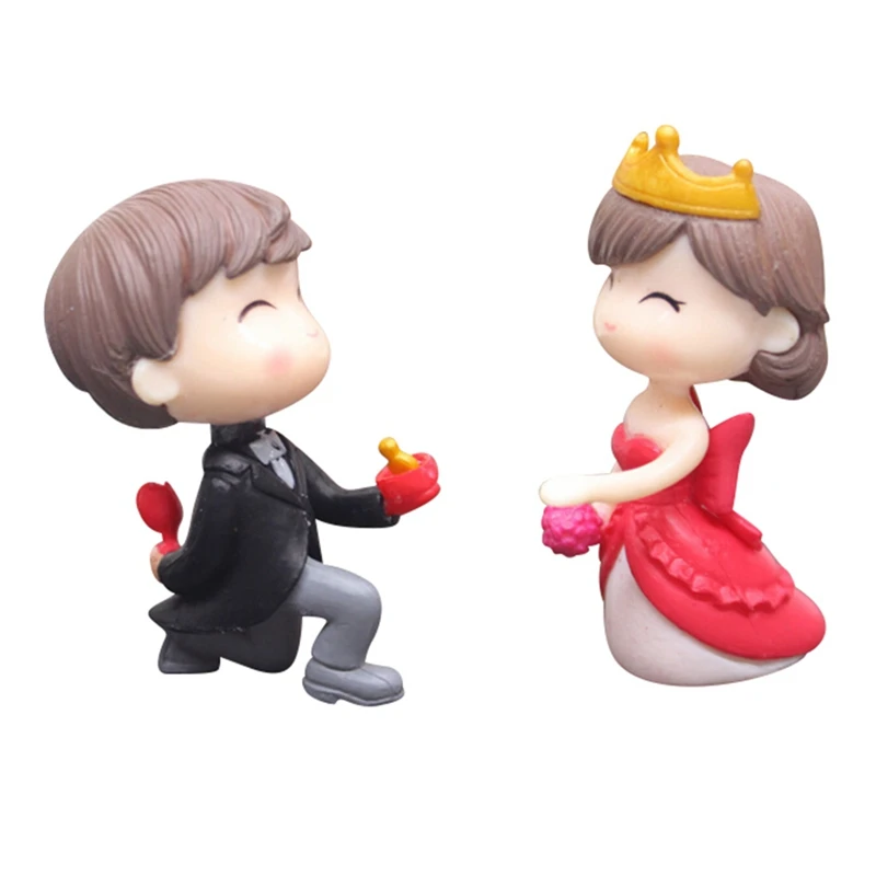 

2 Pcs Wedding Scene Ornament Propose Couple Micro-view decoration Romantic Lovely-#