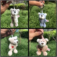 5 pcs grey scarf bearpendant stuffed plush keyring key holder doll gift animal dolls cartoon doll kids birthday free shipping