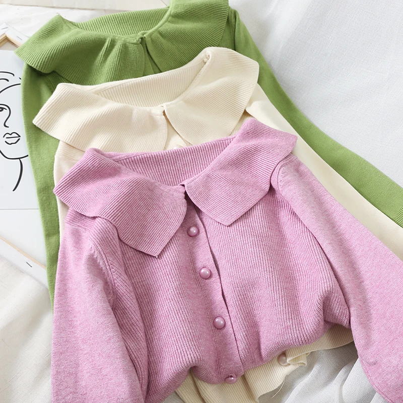 Cute sweater Autumn Winter Women Sweater Cardigans V neck Knit Girls Outwear Korean Chic Tops |