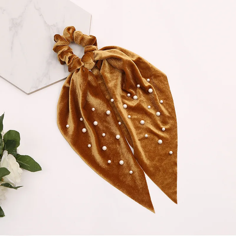 Женские бархатные резинки для волос с бантом жемчужные заколки хвоста