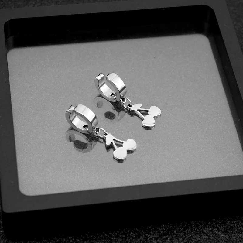 Новые милые маленькие серьги-Вишни из нержавеющей стали модные широкие серьги