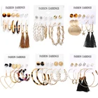 Винтажный Комплект сережек для женщин и девочек с золотым жемчугом, круглые акриловые серьги-подвески с черепашками, 2019