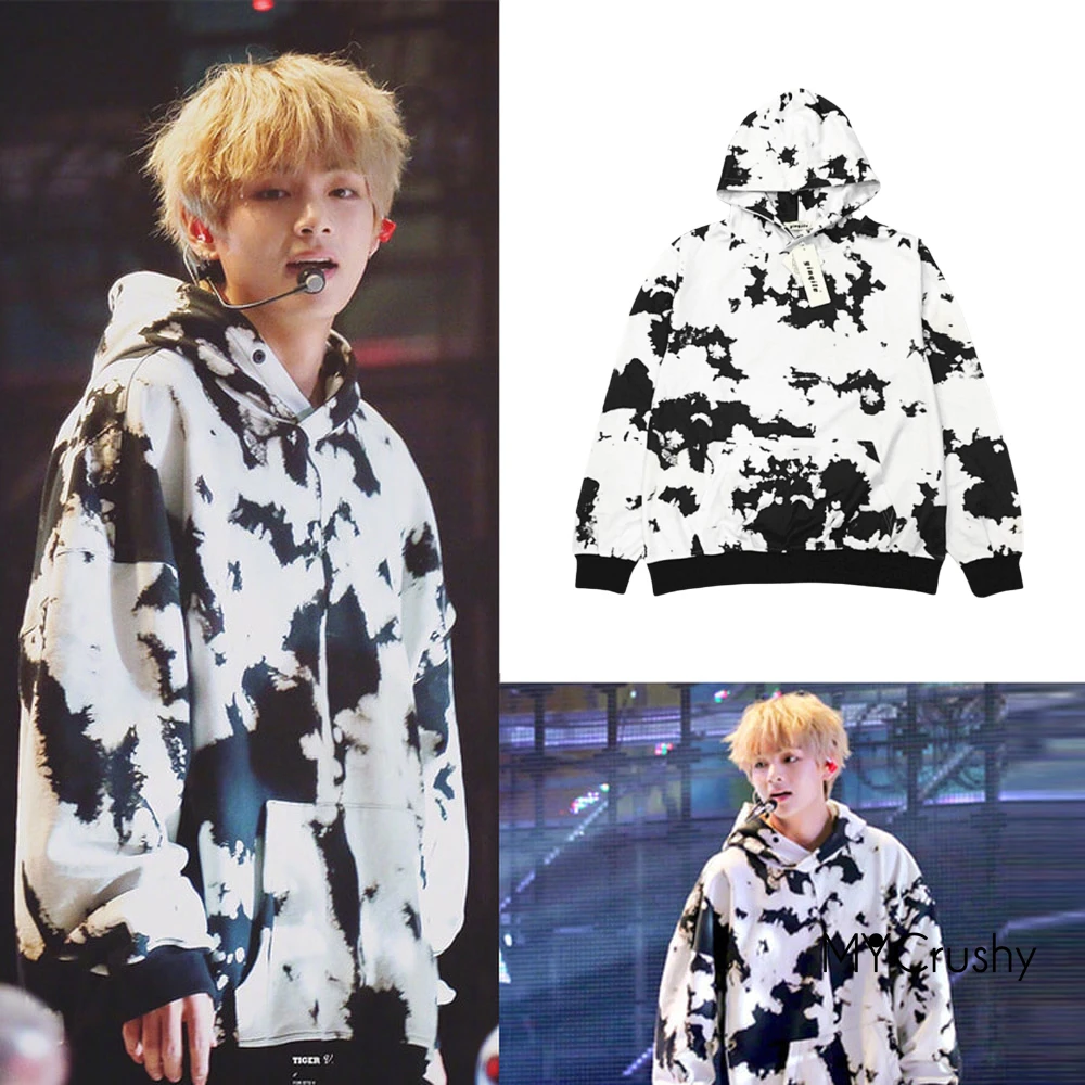 

Толстовка с капюшоном V Kim Tae Hyu Same граффити корейская мода хип-хоп Кей-поп одежда мужская женская одежда ДНК сценический костюм MV
