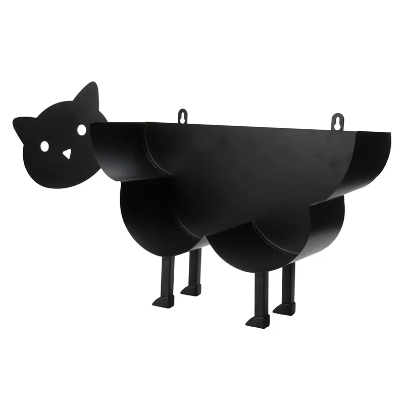 

Black Cat Toilet Roll Holder Paper Bathroom Iron Storage Free-Standing Crafts Ornaments Roll Paper Towel Holder