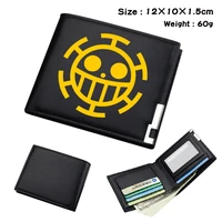 anime luffy roronoa zoro student men and women two folding genuine leather wallet short wallet card case coin purse