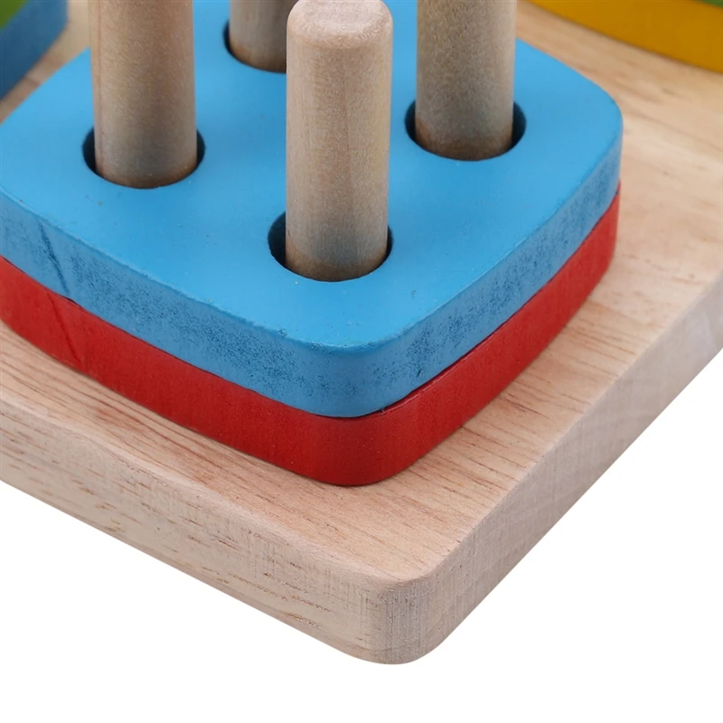 

Wooden Toy Geometric Shape Color Cognition Digital Set Columns Early Education Toys Building Blocks Children