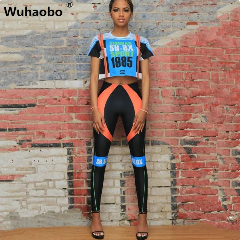 Wuhaobo летний спортивный костюм с принтом Женский комплект из 2 предметов