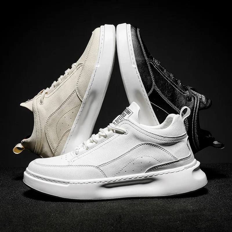 Брендовая мужская кожаная модная обувь Цвет черный белый Мужская из спилка на