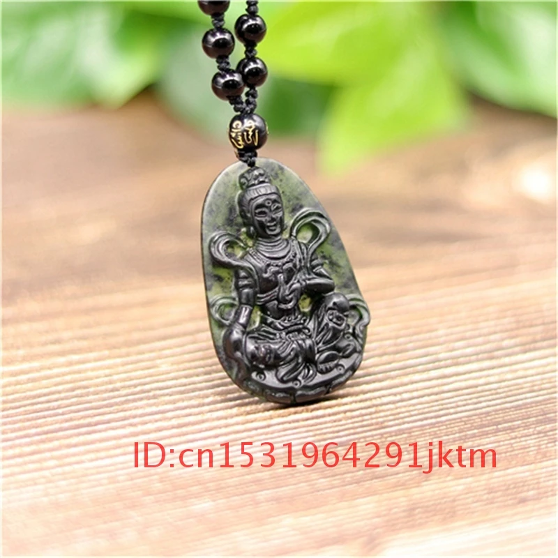 Подарки Нефритовое резное вручную ожерелье Гуаньинь черное китайское мужское