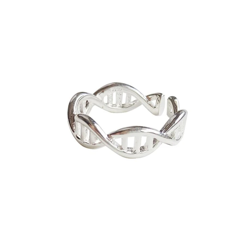 

Sole Memory Creative Weaving Hollow DNA Chain 925 Sterling Silver Female Resizable Opening Rings SRI516