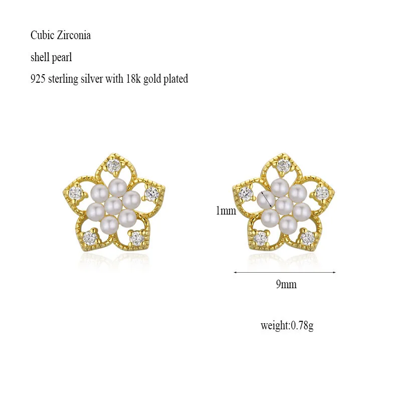 Серьги-гвоздики женские из серебра 925 пробы с искусственным белым жемчугом