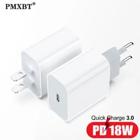 18w pd usb type c charger fast charging adapter for iphone 11 pro xr x xs max se 2020 eu us uk plug travel pd quick charger port