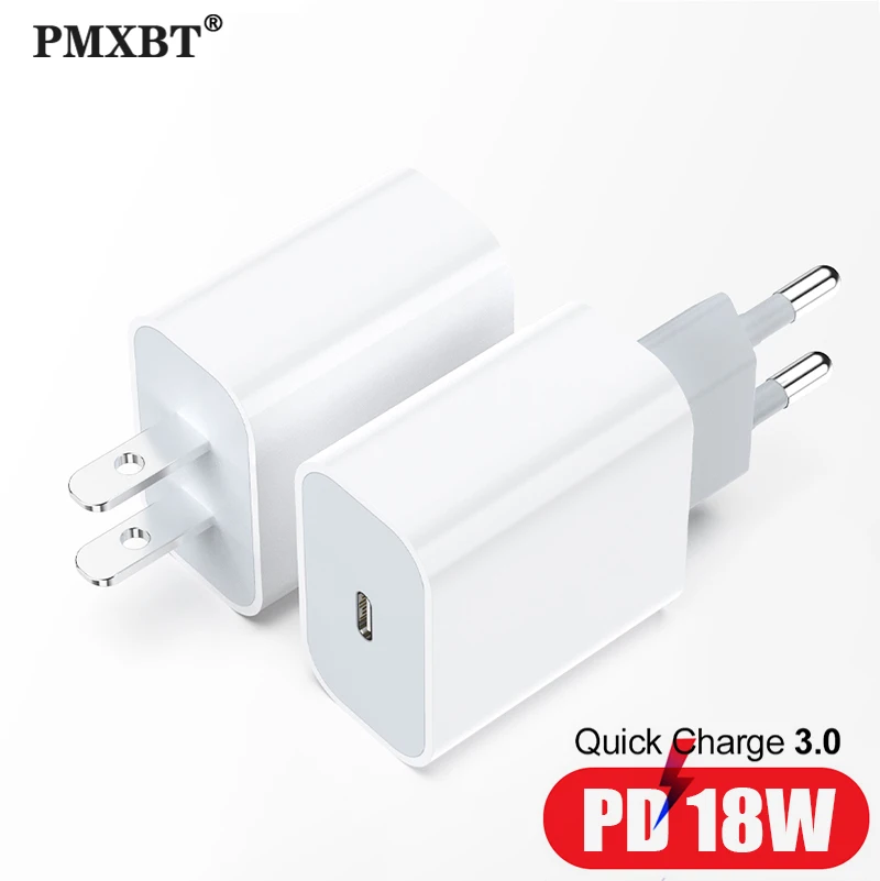 Зарядное устройство PD USB Type-C 18 Вт адаптер для быстрой зарядки iPhone 11 Pro XR X Xs Max SE 2020
