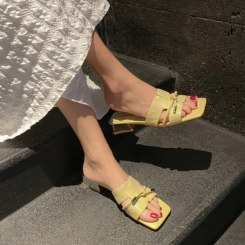 

QZYERAI Women Slippers Shoes Genuine Leather Casual Slides Women Summer Shoes Retro Solid Shoes Flip Flops