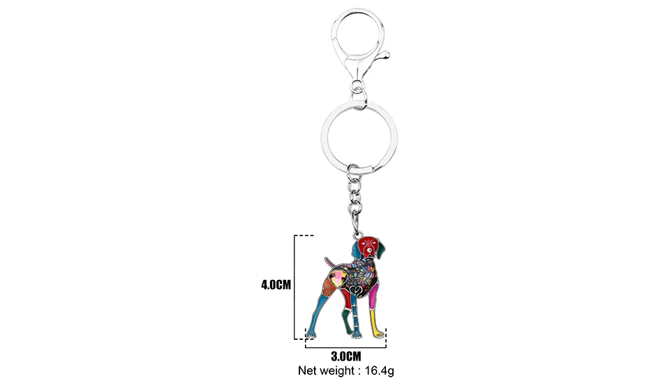 Bonsny Enamel Alloy Rhinestone Floral Doberman Dog Key chains Key Rings Car Purse Bag Decorations Keychains For Women Girls Gift