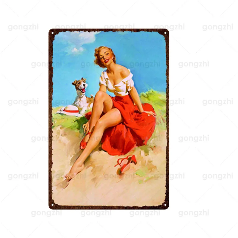 

2020 Hot Sale Perfect Body Sexy Mermaid Female Bikini Cute Action Custom-Made Metal Material Plaque Decoration Tin Painting