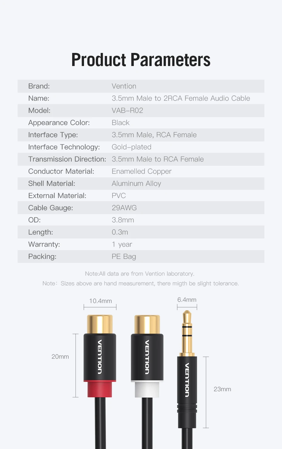 Vention RCA кабель 2RCA Женский на 3 5 мм Мужской Аудио позолоченный Aux стерео аудио