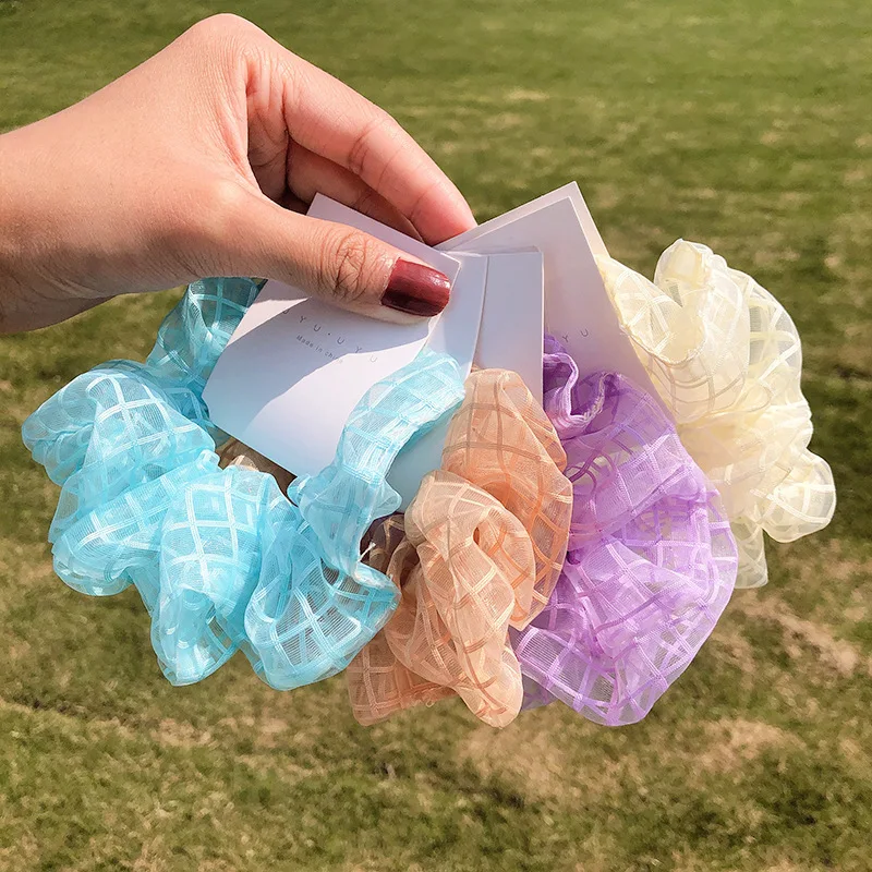 Модные прозрачные сетчатые женские резинки для волос базовые девочек держатель