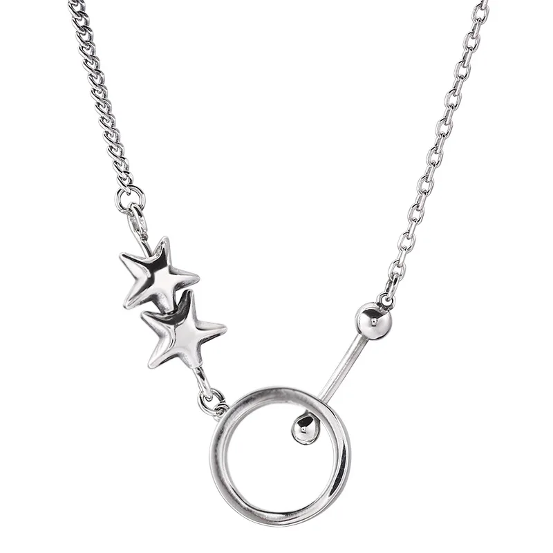 Ожерелье женское из серебра 925 пробы с круглой подвеской в виде звезды | Украшения
