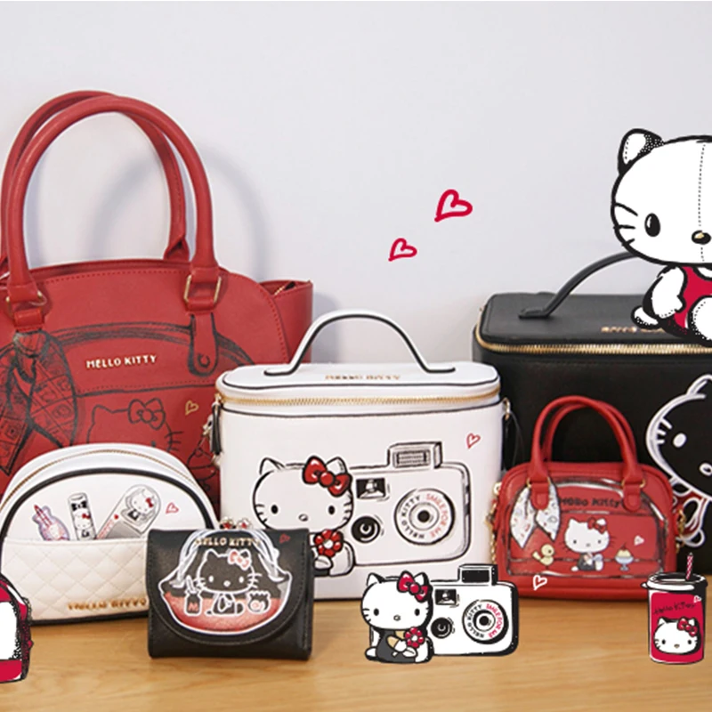 Женская сумочка для косметики Hello Kitty удобная переносная сумка на плечо макияжа