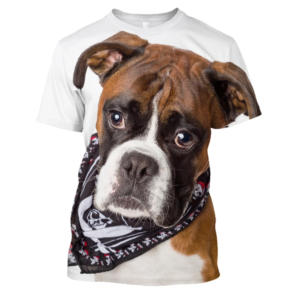 

Man's T-shirt 3D Printed Animal Boxer Dog Harajuku Hunting Funny Tee Summer O-neck Short Quick-drying sweatshirt Oversized tshir