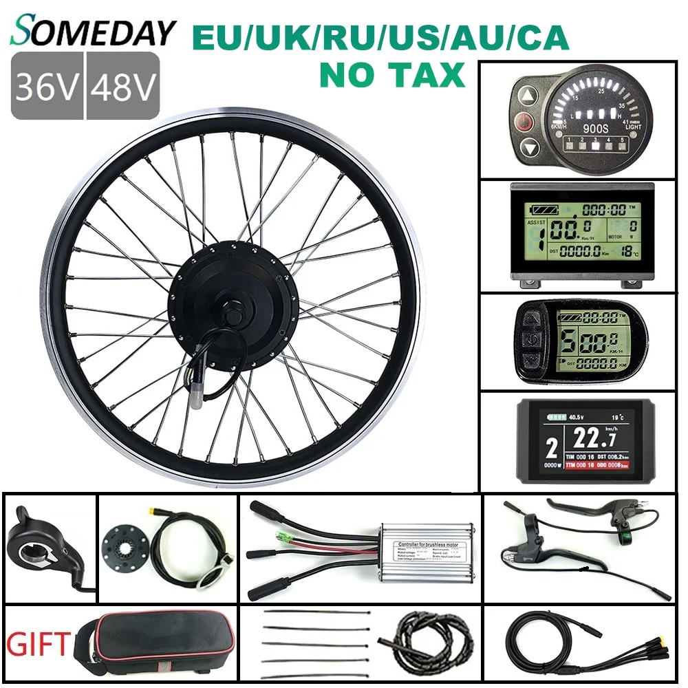 

SOMEDAY 36V/48V 350W Ebike Conversion Kit Rear Rotate Hub Motor Electric Bicycle Motor Wheel KT Display Whole Waterproof Cable