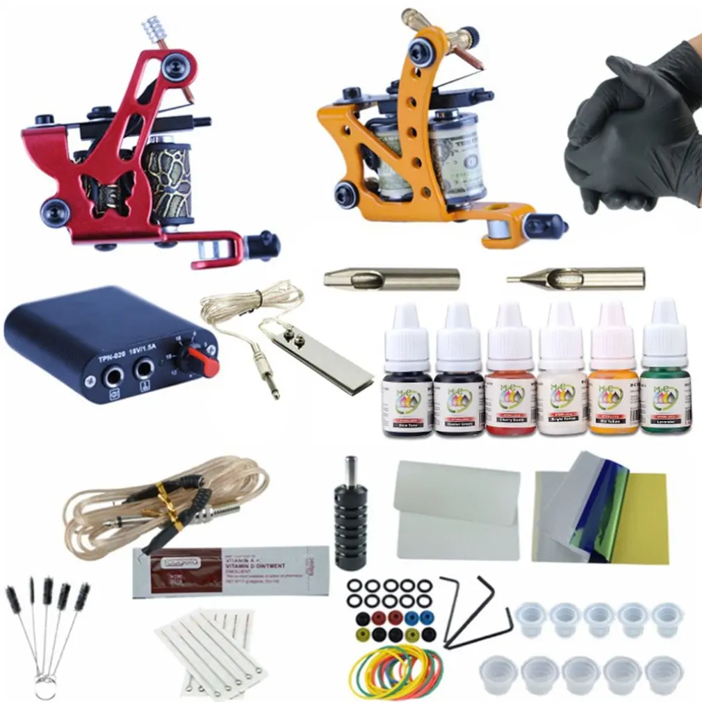 Двойной набор самостоятельной тату-машинки пистолет-машинка педаль питания