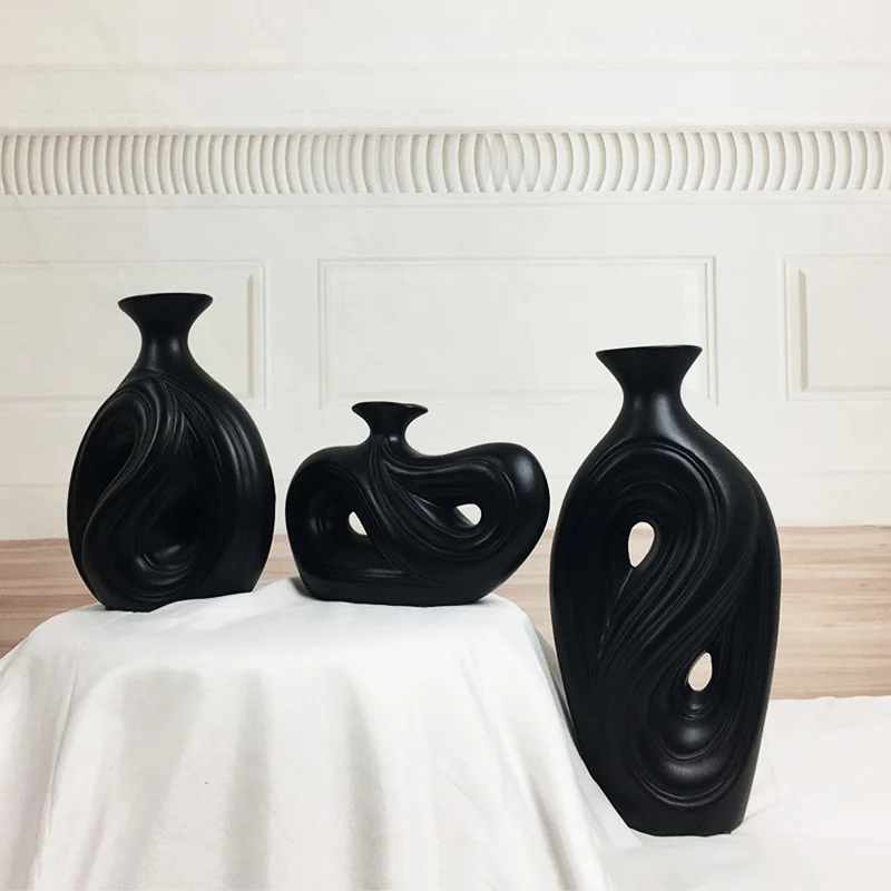 

Home Decoration Nordic Ins Strange Shape Ceramic Vase Art Desktop Deco Ornaments Dried Flower Arrangement Pure Handicrafts