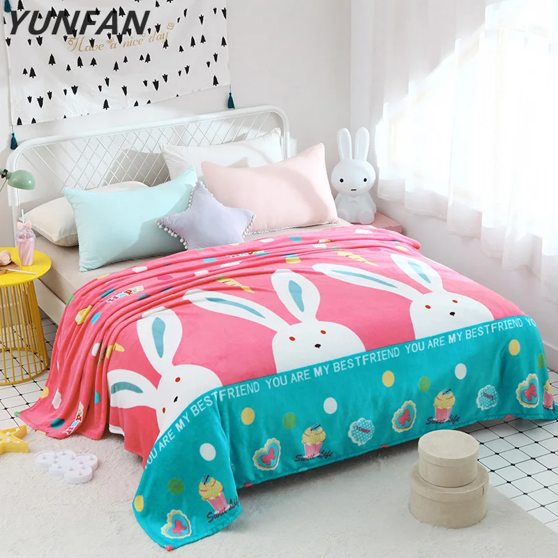 

Тонкие одеяла в виде кролика, мультяшное тонкое одеяло, двойные полностью королевские розовые одеяла для девочек, фланелевое одеяло на кров...
