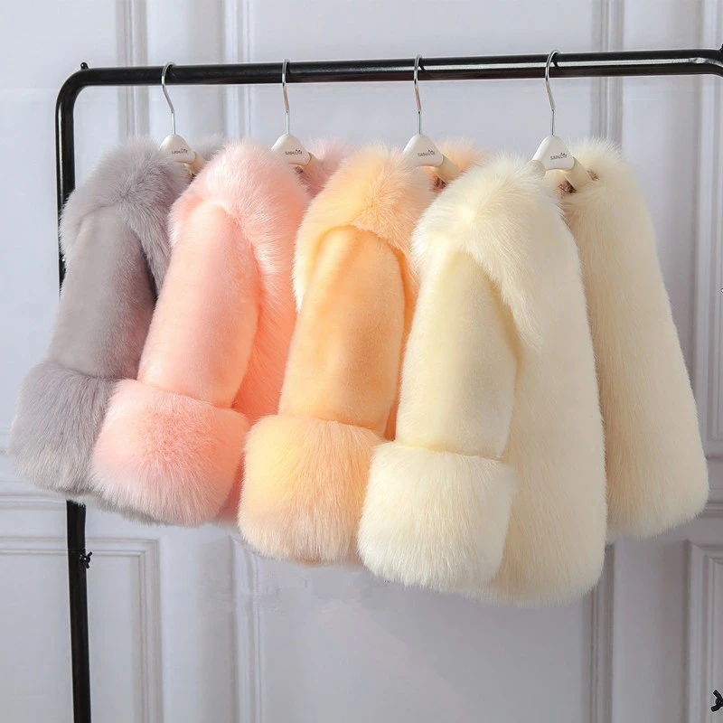 

Winter Faux Fur Baby Girls Jackets Thick Warm Kids Coats Autumn Children Windbreaker Teenager Child Snowsuits Clothes Outerwear