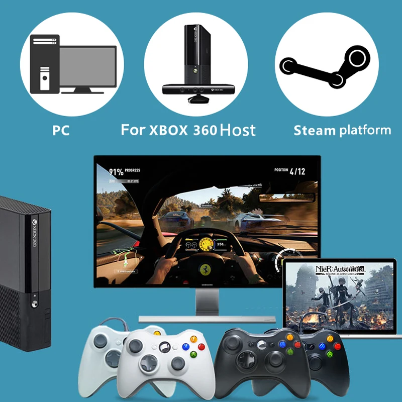 Xbox 360 2 4 ГГц Беспроводной игровые джойстик Поддержка к ПК игры Паровая контроллер