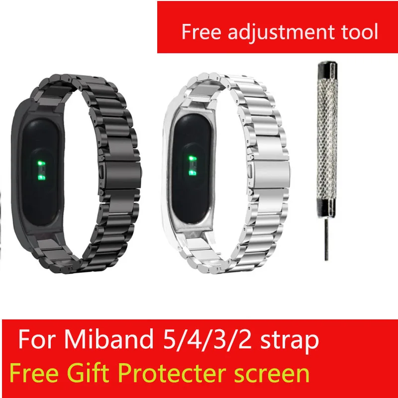 Ремешок металлический для Xiaomi Mi Band 6 5 4 3 2 браслет из нержавеющей стали без винтов