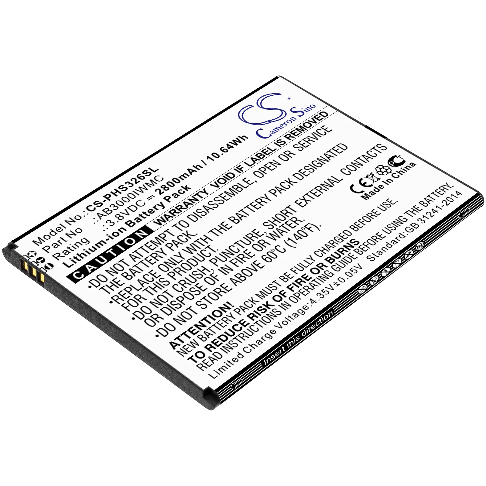 

Cameron Sino Battery For Philips CTS326,Xenium S326