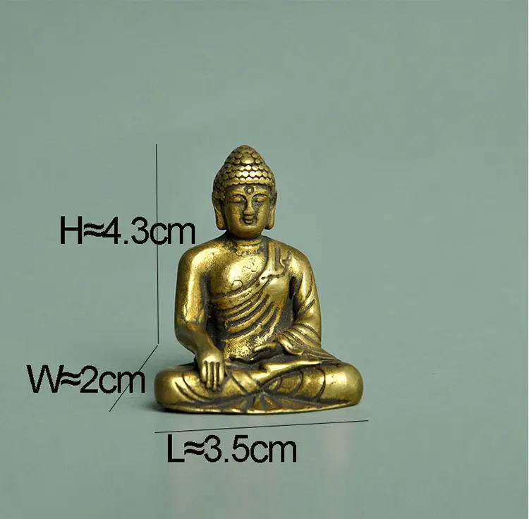 Портативная винтажная латунная статуя будды карманная сидячая скульптура для