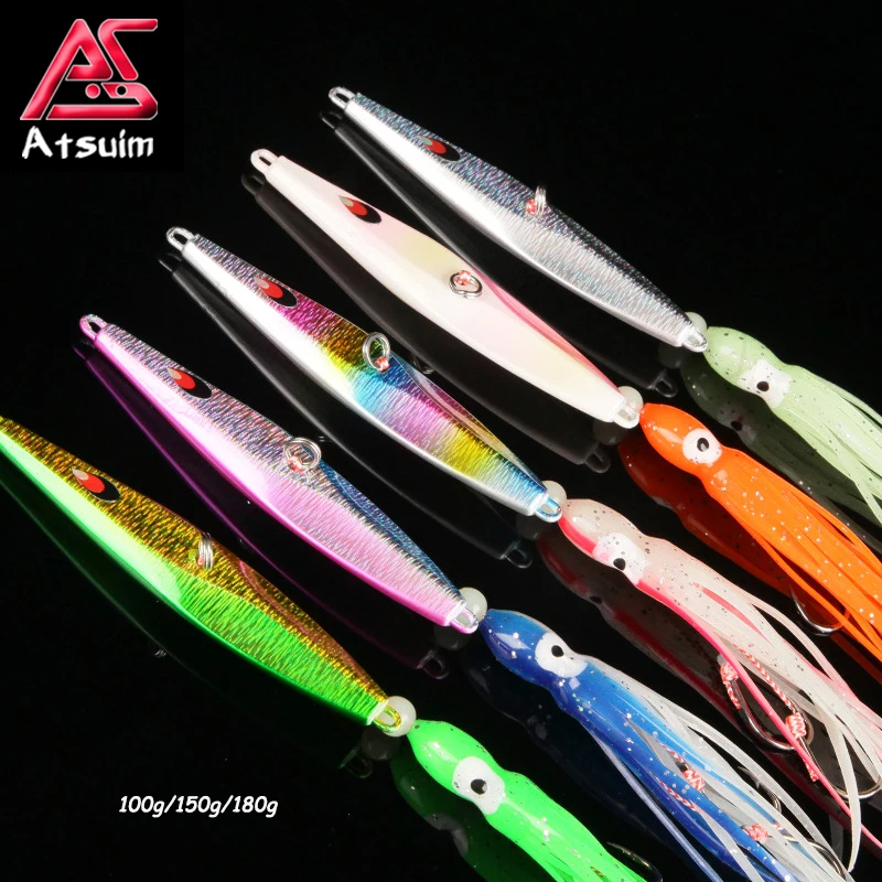 AS 1PC Inchiku Jig Japanese Style Luminous Jigs Rig With Octopus Assist Hook pesca Sea Head Jigging Lure Artificial Bait